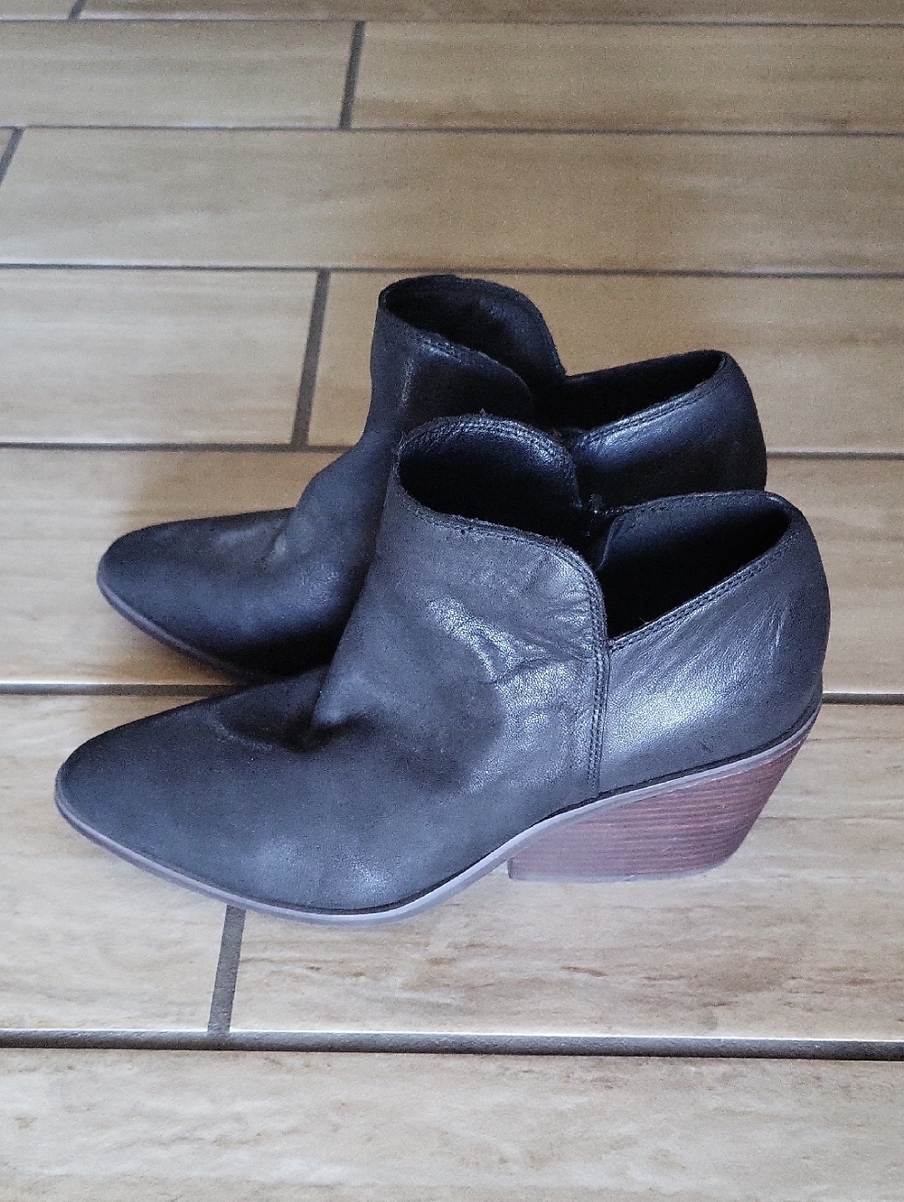SALE--Lucky Brand Black Pointed Leather Ankle Booties